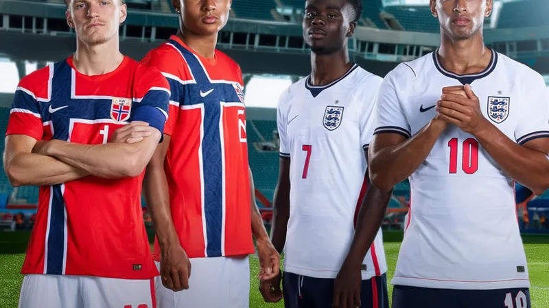 Norvège - Angleterre : un quart de finale inédit en Floride Vue aérienne du Miami Stadium illuminé la nuit, avec le terrain de football prêt pour le match Norvège-Angleterre en quarts de finale de la Coupe du