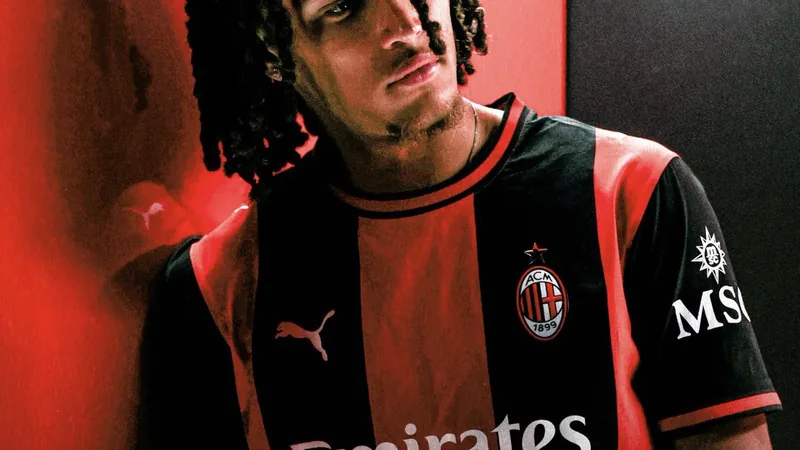 Moreira à l'AC Milan : record pour Strasbourg — Football World Cup Diego Moreira en action avec le maillot du RC Strasbourg, dribblant un adversaire dans un stade plein, avec les couleurs rouge et bleu.