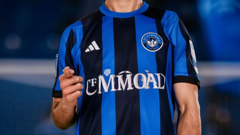 CF Montréal recrute Alexis Sánchez — Football World Cup News Alexis Sánchez en tenue du CF Montréal, souriant, avec le stade Saputo en arrière-plan lors de sa présentation officielle.