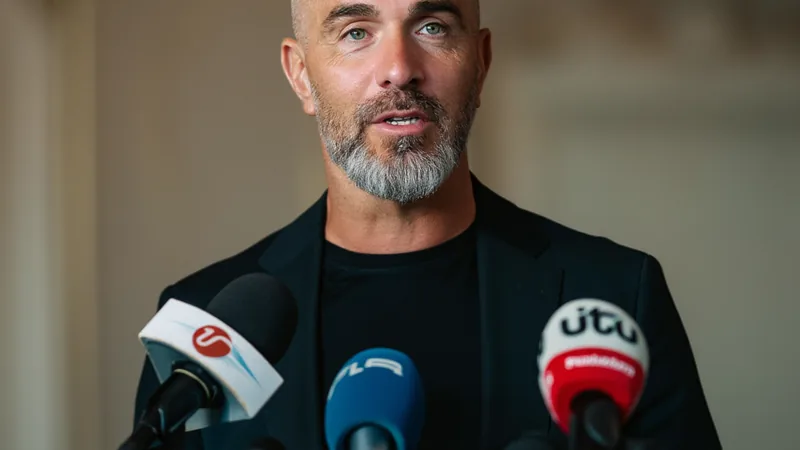 Reijnders vers Al Qadsiah : Maresca confirme — Football World Cup News Tijjani Reijnders en tenue de match, souriant, avec le logo d'Al Qadsiah en arrière-plan, lors d'une conférence de presse.