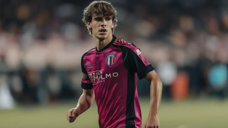 Jovem jogador de futebol Benjamin Cremaschi com a camisa do Inter Miami em campo, durante uma partida da MLS. — latest news and analysis.