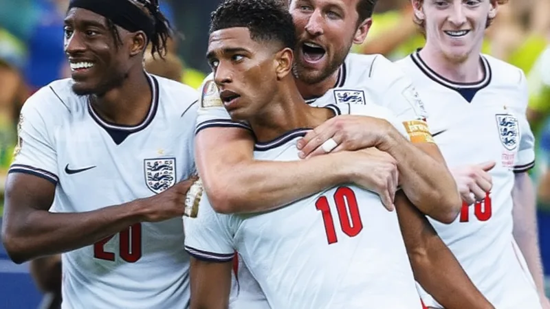 Jogadores da seleção inglesa comemorando em campo após vitória nas oitavas de final da Copa do Mundo — latest news and analysis.