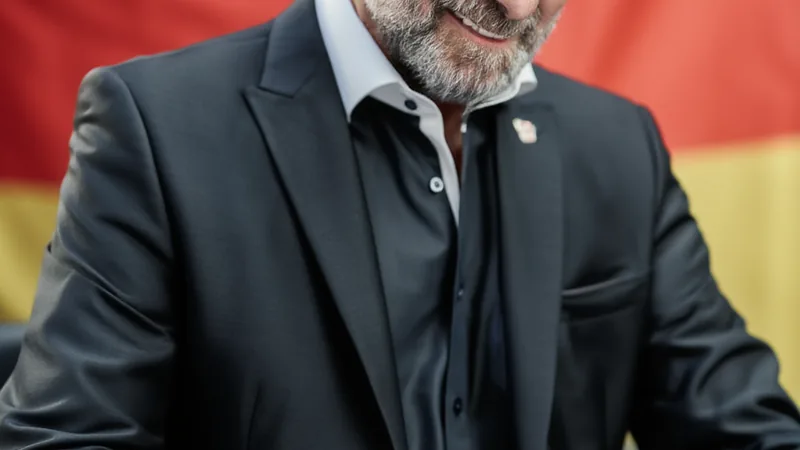 Jürgen Klopp assina como novo técnico da Alemanha até 2030 — Football Jürgen Klopp sorrindo com um cachecol da seleção alemã, ao lado do presidente da DFB, em uma sala de conferências com bandeiras da Alemanha ao fundo.