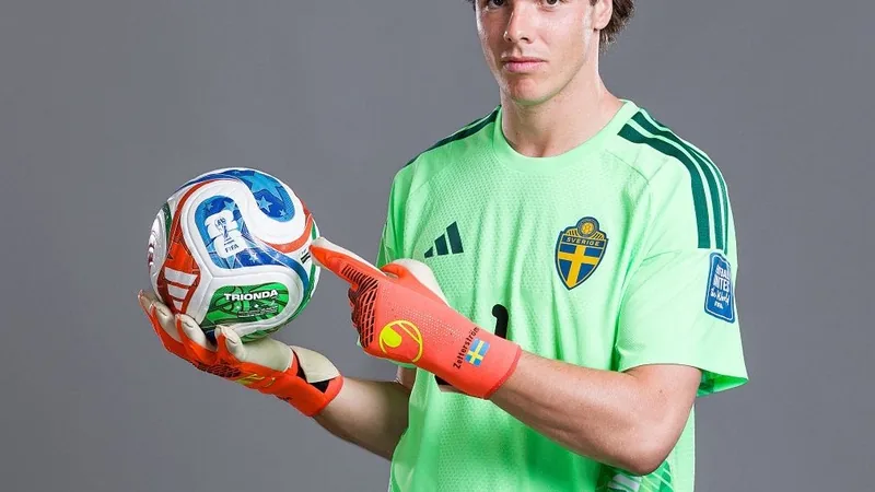 Jacob Widell Zetterström, goleiro sueco do Derby County, em ação durante uma partida, vestindo o uniforme do clube inglês.